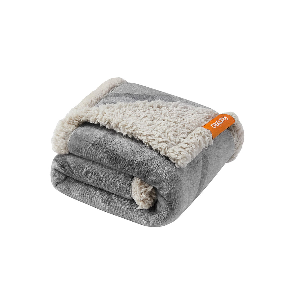 Dog Blanket – Sherpa Fleece – Grey – Waterproof and Reversible, Machine Washable, 73 x 63 cm