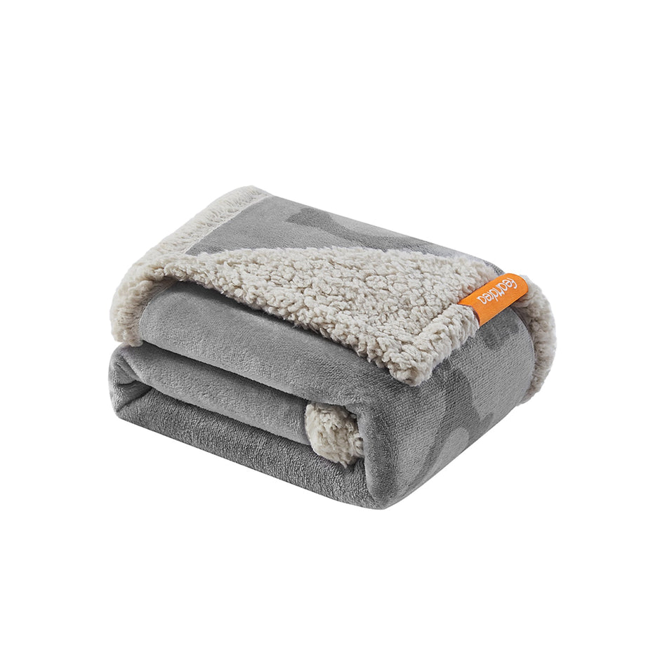 Dog Blanket – Sherpa Fleece – Grey – Waterproof and Reversible, Machine Washable, 101 x 73 cm