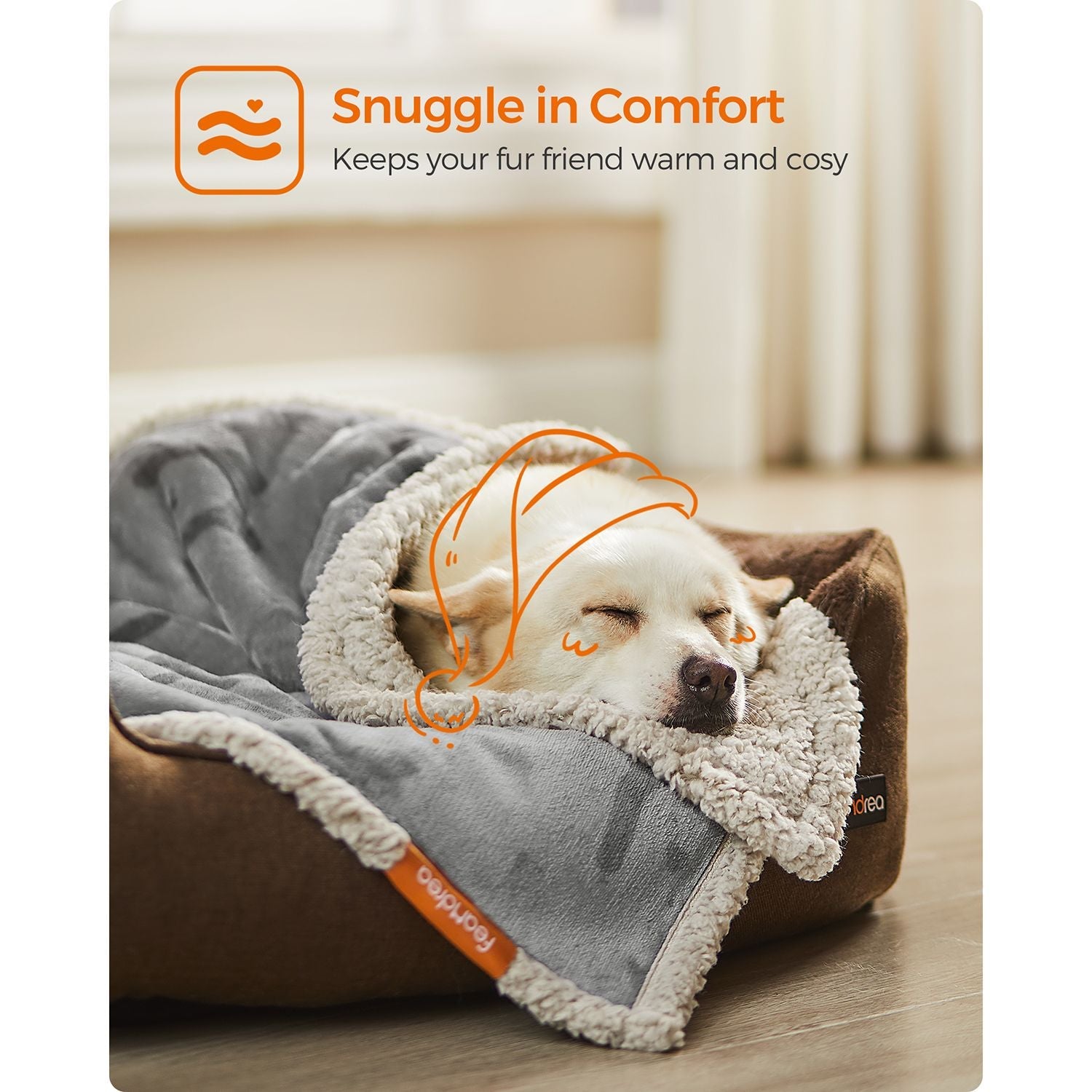 Dog Blanket – Sherpa Fleece – Grey – Waterproof and Reversible, Machine Washable, 101 x 73 cm