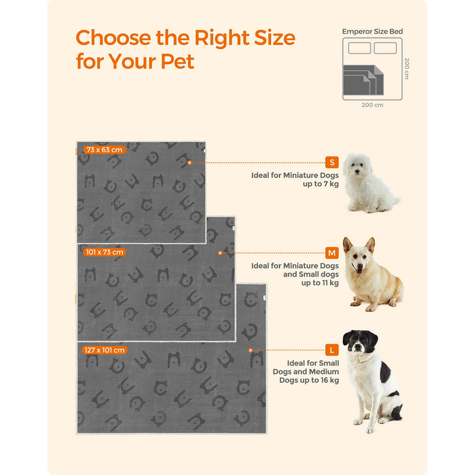 Dog Blanket – Sherpa Fleece – Grey – Waterproof and Reversible, Machine Washable, 101 x 73 cm