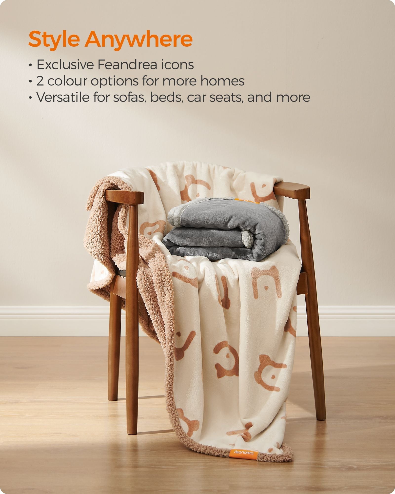 Dog Blanket – Sherpa Fleece – Grey – Waterproof and Reversible