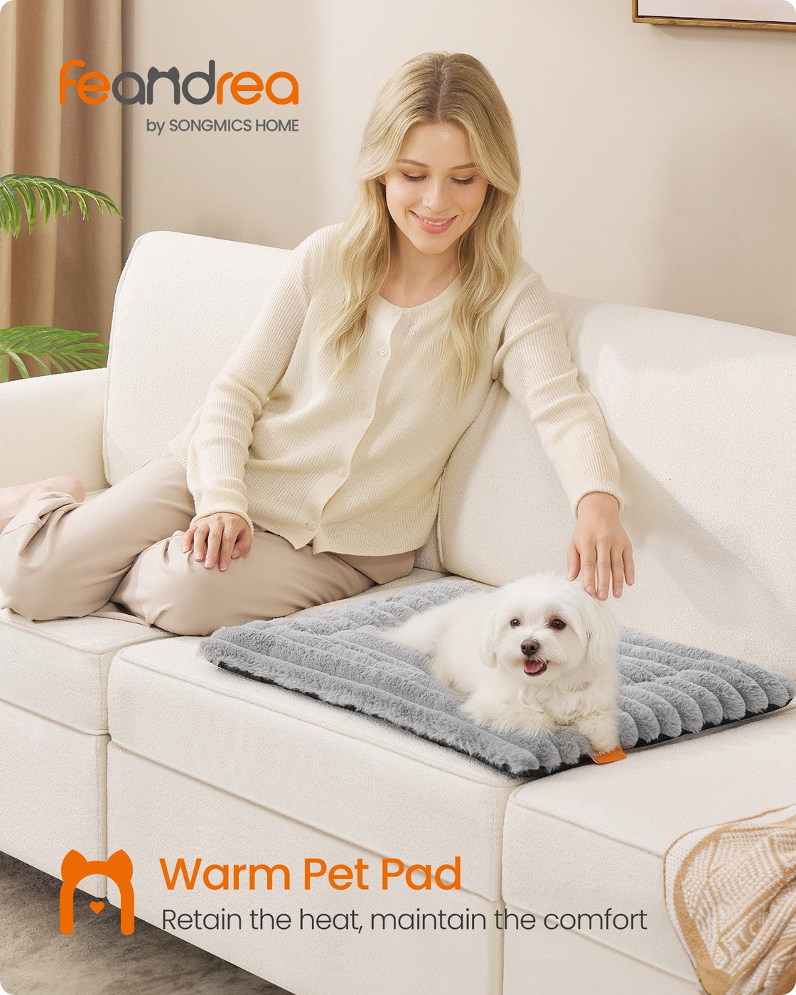 Pet Bed Mat – Fabric – Dove Grey – Machine Washable, Sofa Protector, 60 x 45 cm