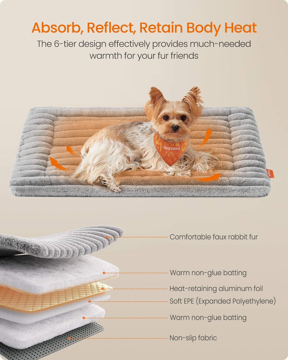 Dog Bed Mat – Fabric – Dove Grey – Machine Washable