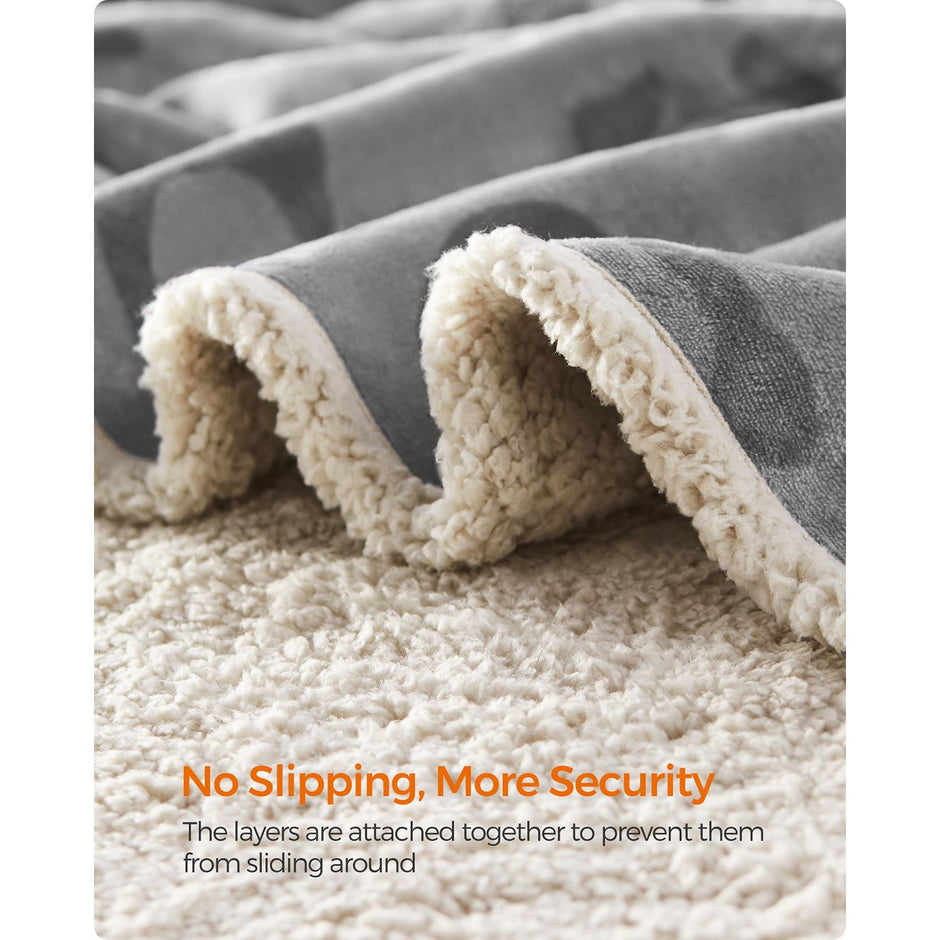 Waterproof Dog Blanket – Sherpa Fleece – Grey – Machine Washable, Reversible Design