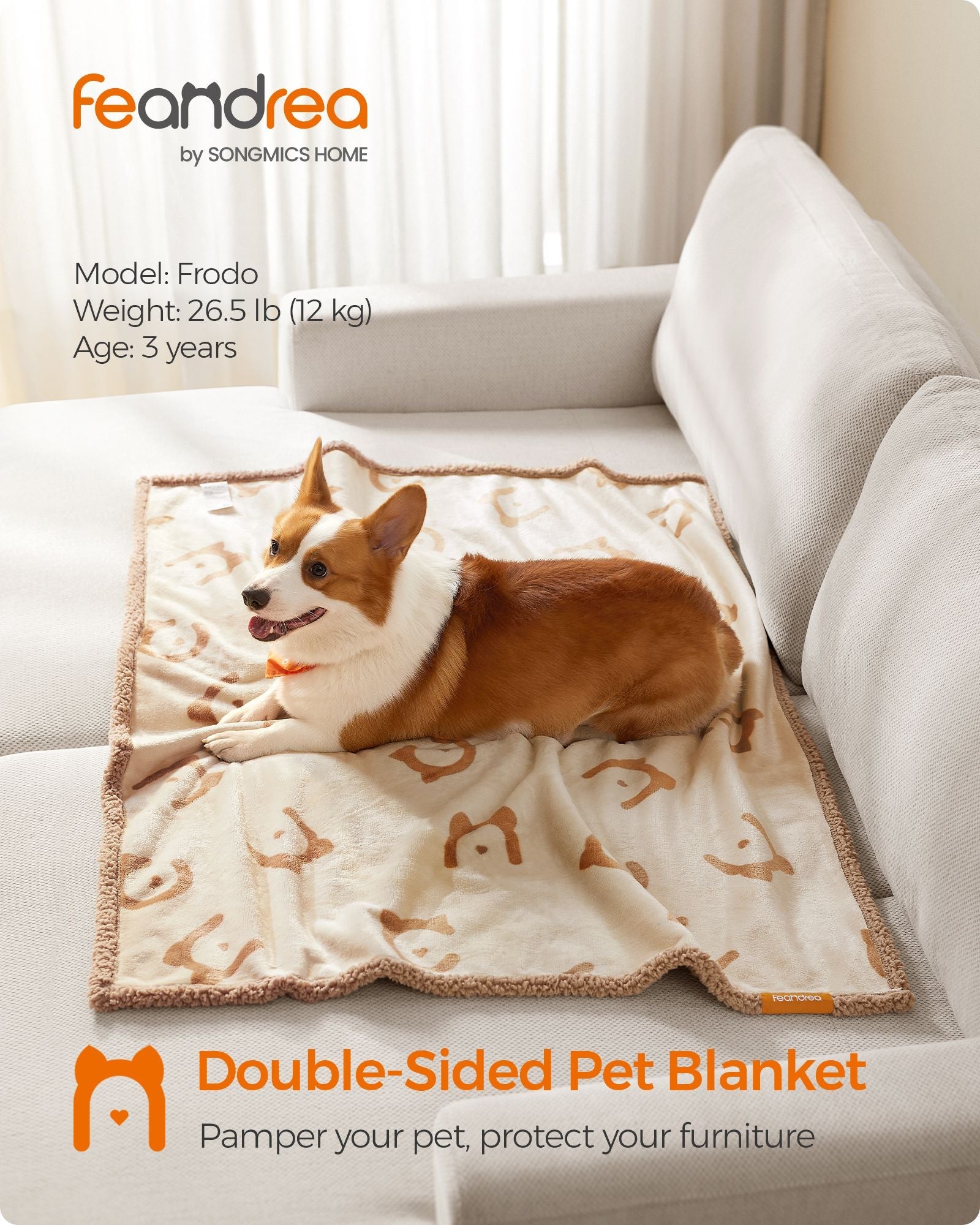 Dog Blanket – Sherpa Fleece – Grey – Waterproof and Reversible, Machine Washable