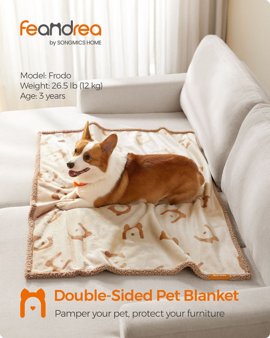 Dog Blanket – Sherpa Fleece – Grey – Waterproof and Reversible, Machine Washable