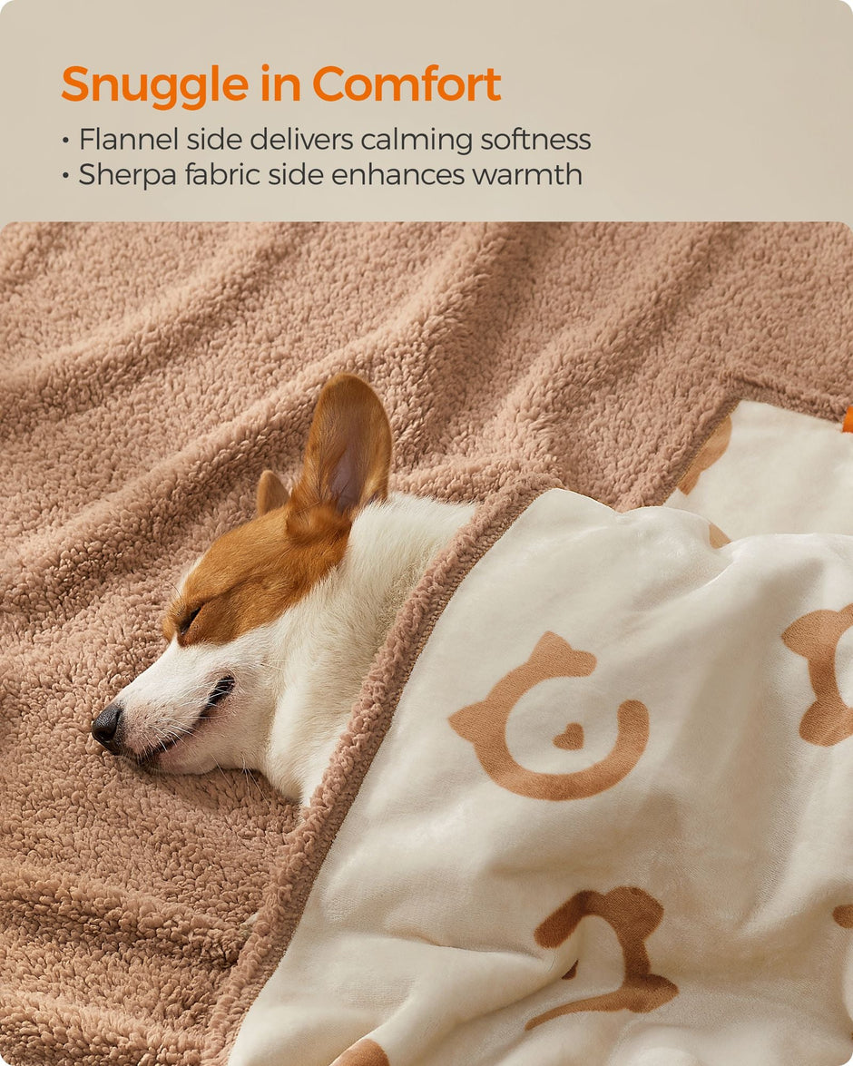 Dog Blanket – Sherpa Fleece – Grey – Waterproof and Reversible, Machine Washable