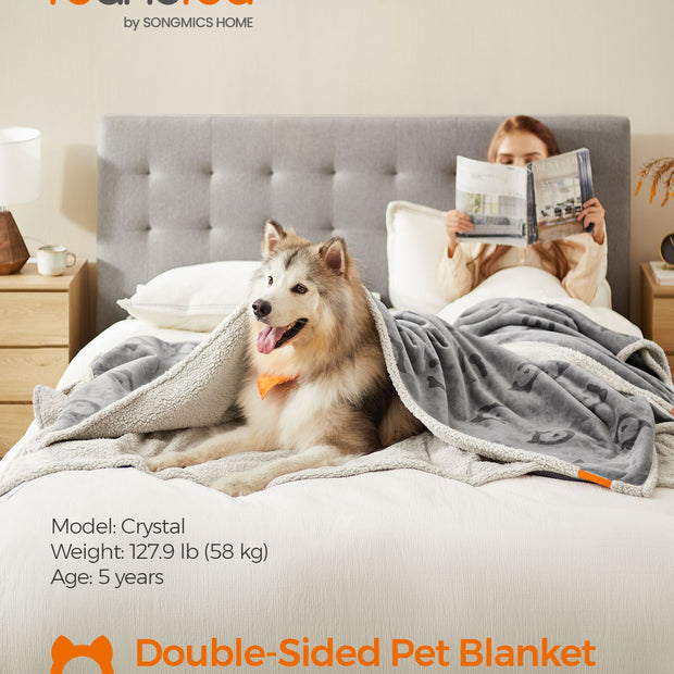XXXL Waterproof Sherpa Fleece Dog Blanket – Sherpa Fleece – Grey – Reversible and Machine Washable