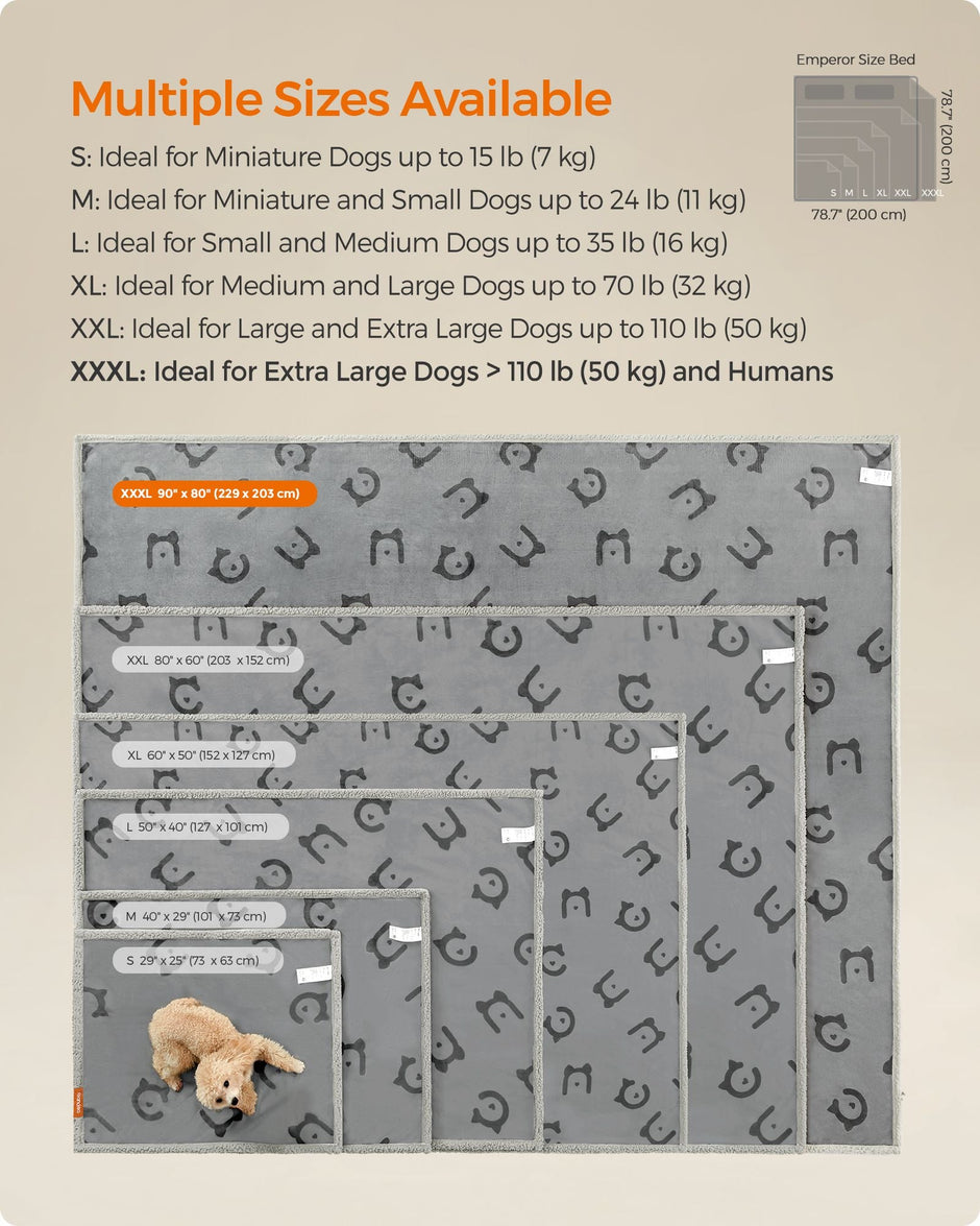 XXXL Waterproof Sherpa Fleece Dog Blanket – Sherpa Fleece – Grey – Reversible and Machine Washable