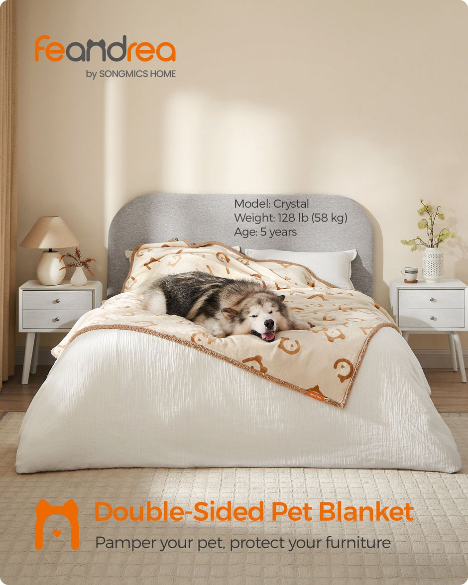Dog Blanket – Sherpa Fleece – Beige – Waterproof and Reversible