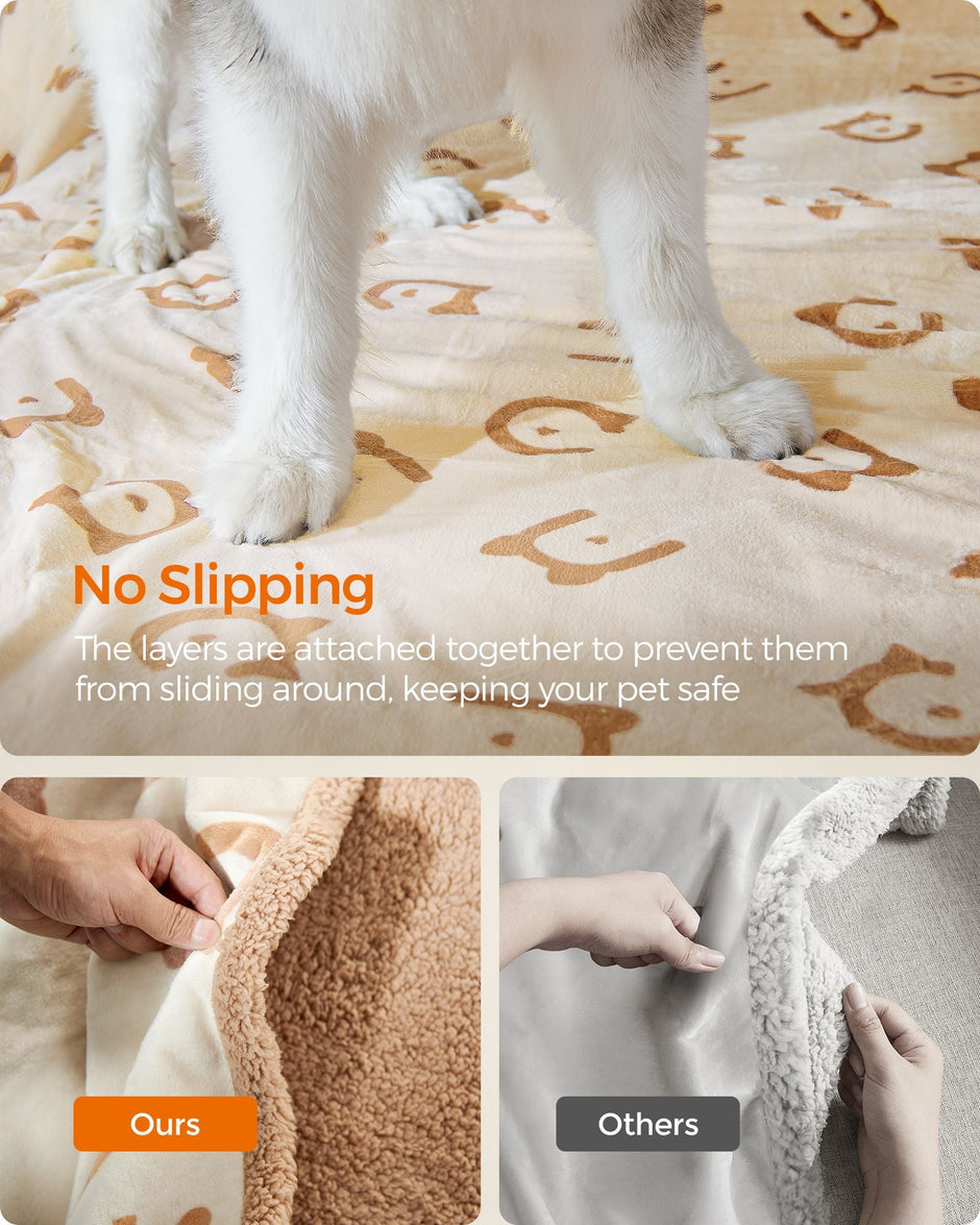 Dog Blanket – Sherpa Fleece – Beige – Waterproof and Reversible