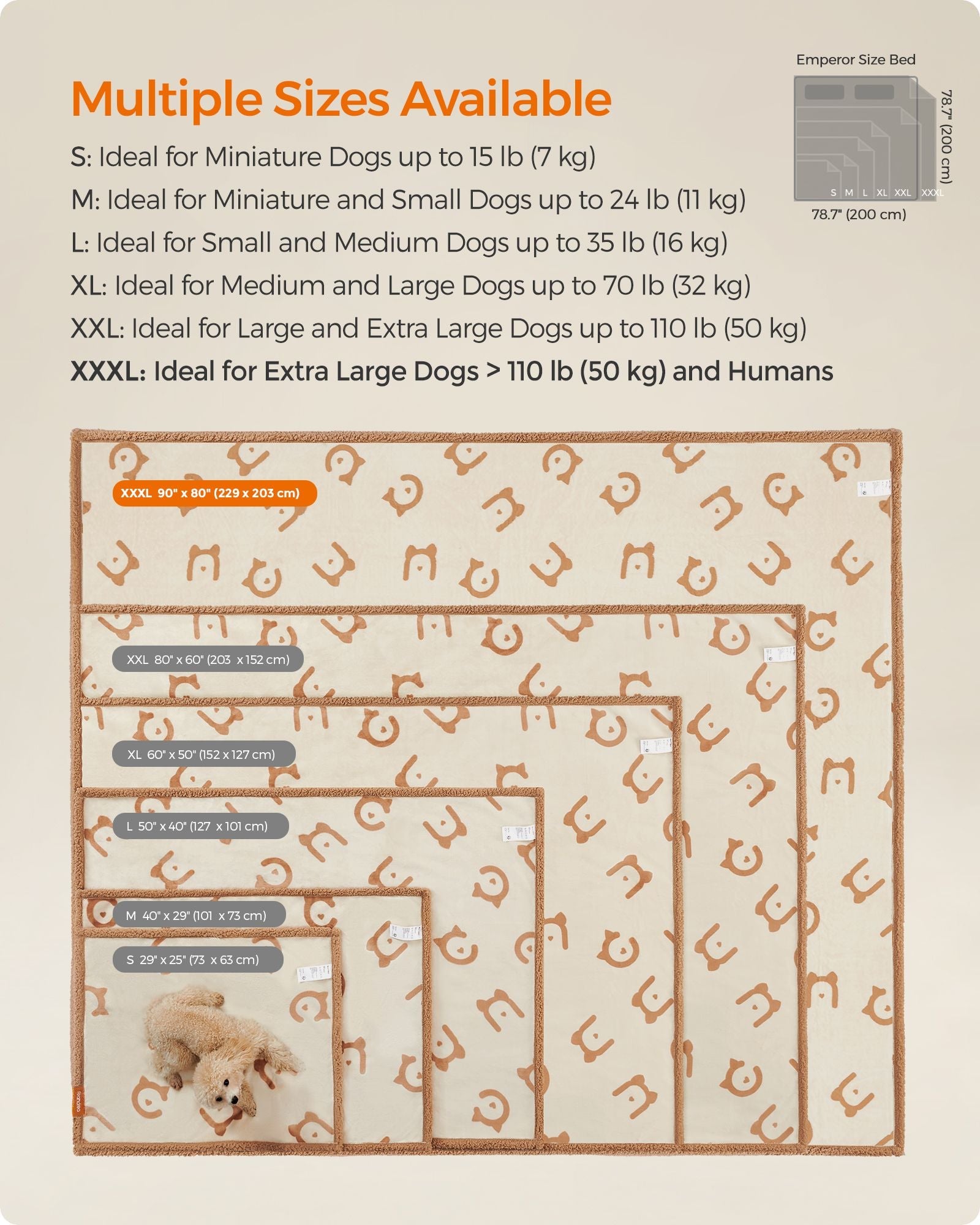 Dog Blanket – Sherpa Fleece – Beige – Waterproof and Reversible