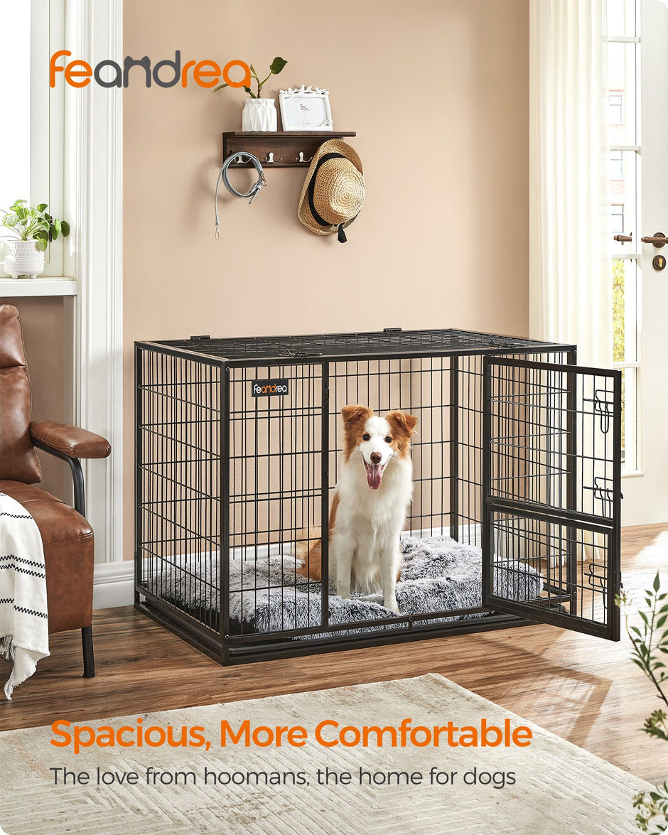 Heavy-Duty Dog Crate – Metal – Black – XL with Removable Doors and Easy Cleaning