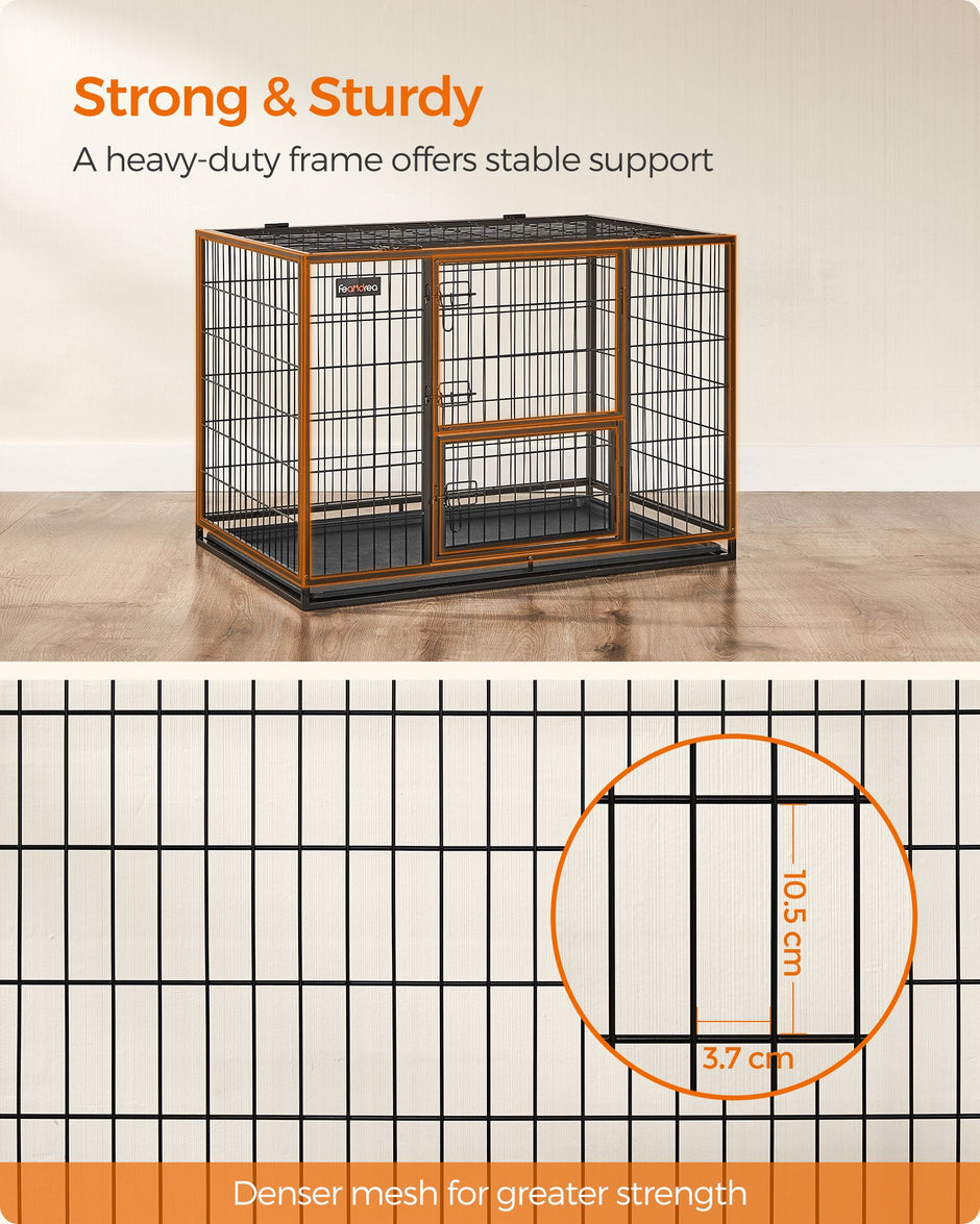 Heavy-Duty Dog Crate – Metal – Black – XL with Removable Doors and Easy Cleaning
