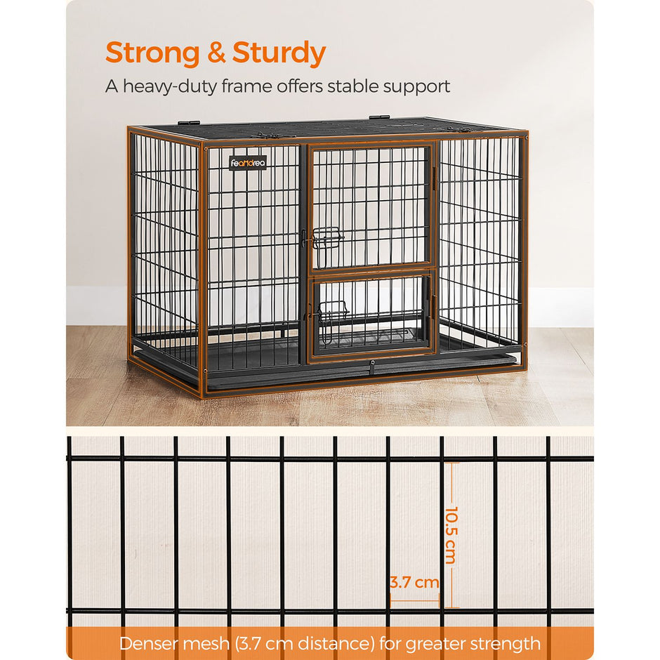 Heavy-Duty Dog Crate – Metal – Black – Double Removable Door, Easy Cleaning, Suitable for Small and Medium Dogs