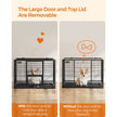 Heavy-Duty Dog Crate – Metal – Black – Double Removable Door, Easy Cleaning, Suitable for Small and Medium Dogs