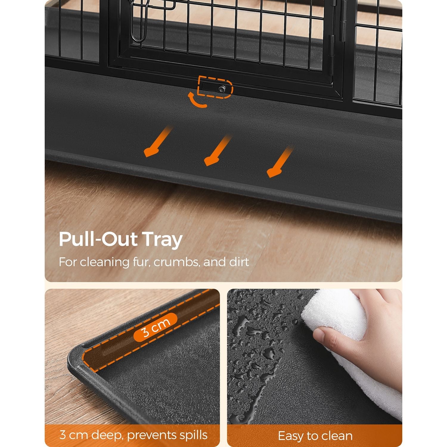 Heavy-Duty Dog Crate – Metal – Black – Double Removable Door, Easy Cleaning, Suitable for Small and Medium Dogs