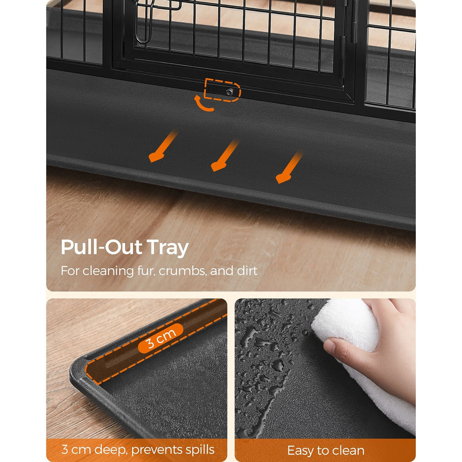 Heavy-Duty Dog Crate – Metal – Black – Double Removable Door, Easy Cleaning, Suitable for Small and Medium Dogs