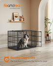 Heavy-Duty Dog Crate – Metal – Ink Black – Removable Top Door and Tray, Double Doors, Easy Cleaning