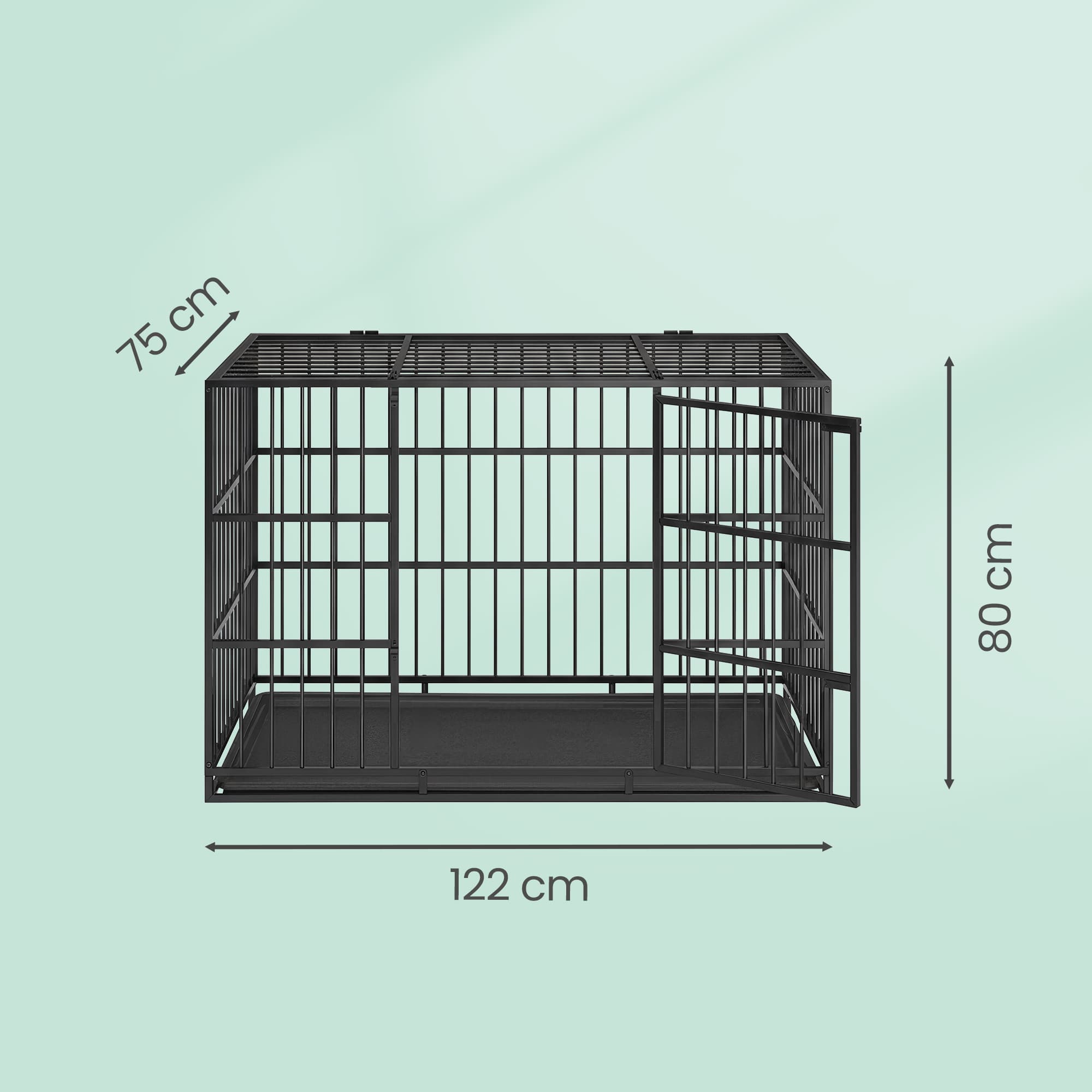 Dog Kennel – Heavy-Duty Metal – Black – Detachable Top with Double Doors