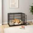 Dog Kennel – Heavy-Duty Metal – Black – Detachable Top with Double Doors