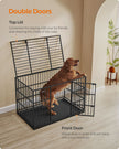 Heavy-Duty Dog Crate – Steel – Ink Black – Removable Top Door and Tray, Double Doors, Easy Cleaning