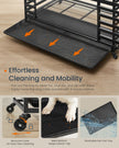 Heavy-Duty Dog Crate Cage – Metal – Ink Black – Expandable with Removable Tray and Lockable Wheels