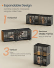 Heavy-Duty Dog Crate Cage – Metal – Ink Black – Expandable with Removable Tray and Lockable Wheels