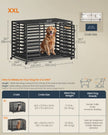 Heavy-Duty Dog Crate Cage – Metal – Ink Black – Expandable with Removable Tray and Lockable Wheels