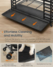 Heavy-Duty Dog Crate Cage – Metal – Ink Black – Expandable with Removable Tray and Lockable Wheels