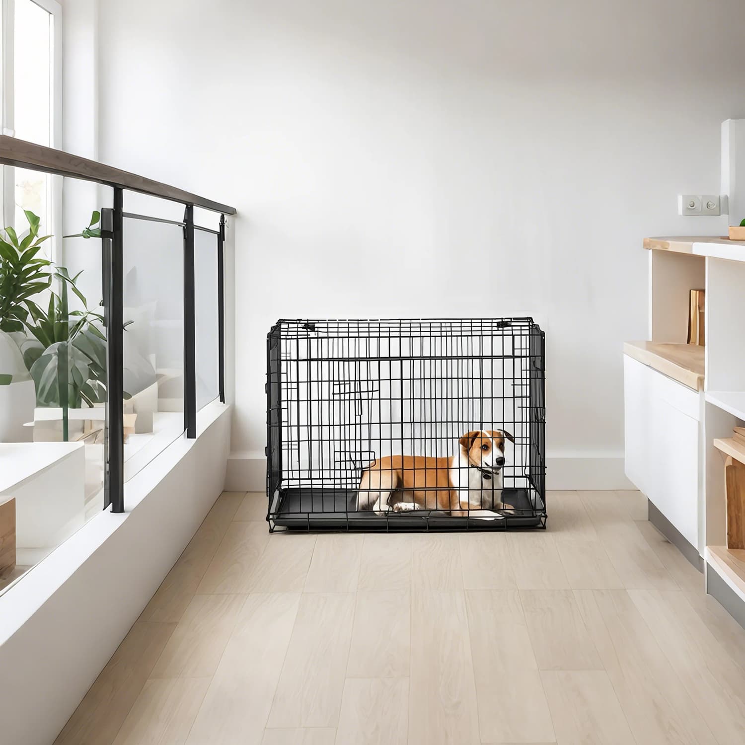 Metal Dog Crate – Metal – Black – Foldable with Removable Tray