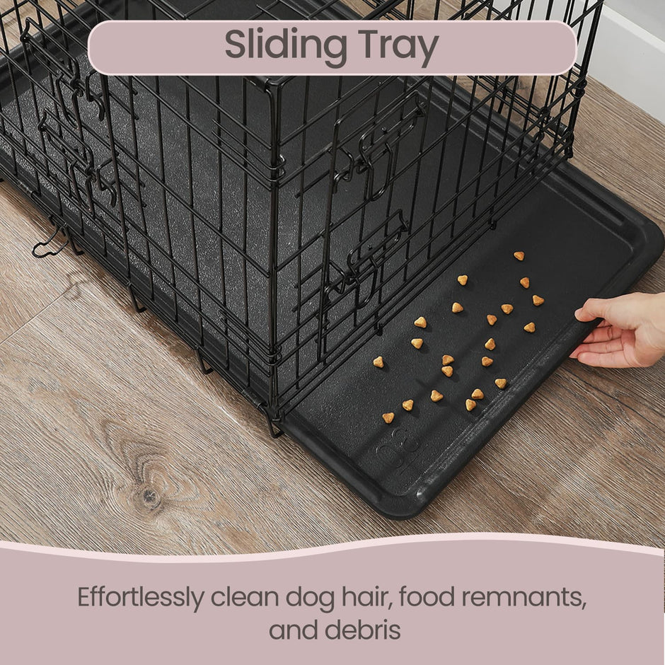 Metal Dog Crate – Metal – Black – Foldable with Removable Tray