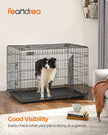 Folding Dog Crate – Metal – Black – Double Door with Tray, XXL 106 x 77.5 x 70 cm