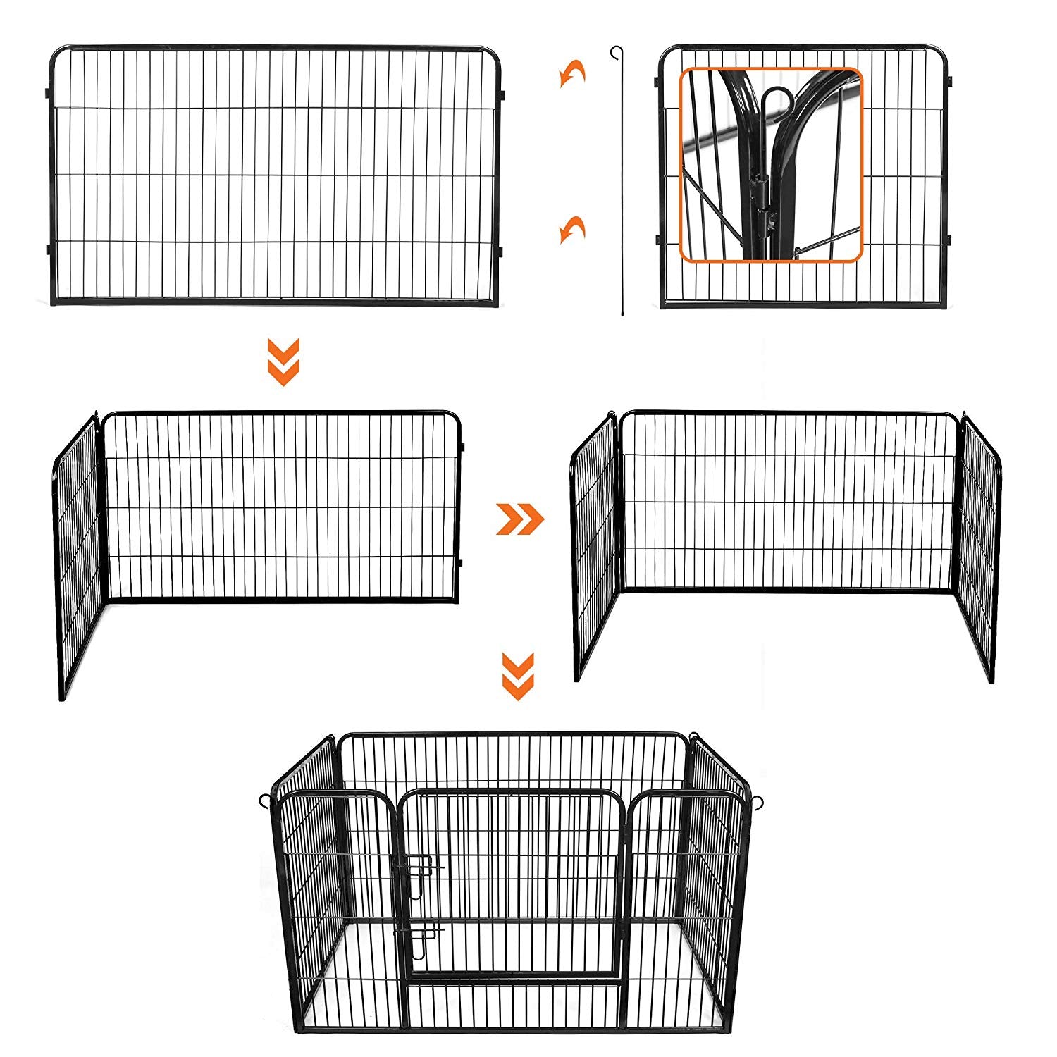 Puppy Playpen – Metal – Black – Foldable Pet Exercise Enclosure