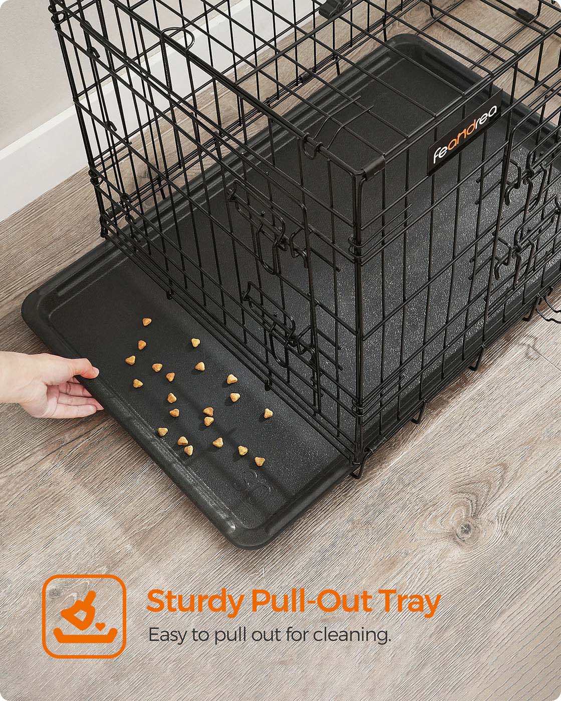 Folding Dog Crate – Metal – Black – Double Door with Tray, XXL 106 x 77.5 x 70 cm
