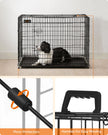 Folding Dog Crate – Metal – Black – Double Door with Tray, XXL 106 x 77.5 x 70 cm