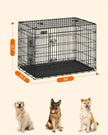 Folding Metal Dog Crate – Steel – Black – Double Door with Removable Tray, 48