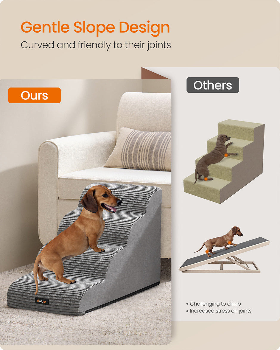 Dog Stairs – Waterproof PPS – Dove Grey – Gentle Slope with Anti-Slip Design