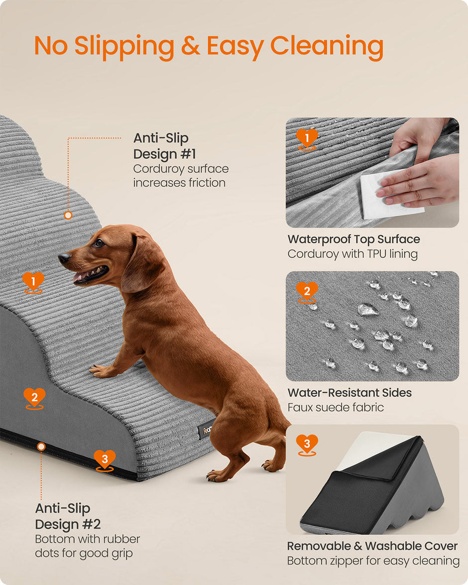 Dog Stairs – Waterproof PPS – Dove Grey – Gentle Slope with Anti-Slip Design