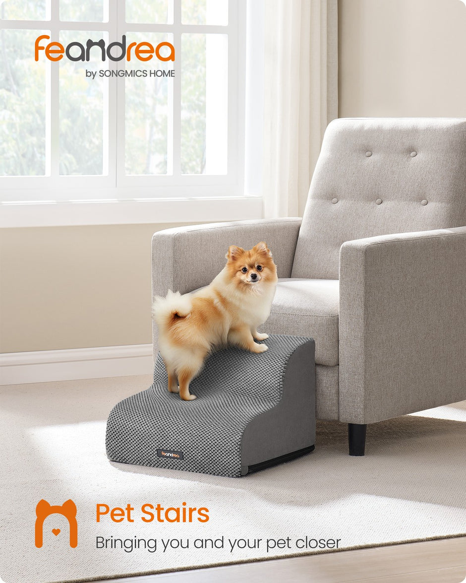 Dog Stairs - 40L - Faux Suede Fabric - Waterproof - Anti-Slip Design