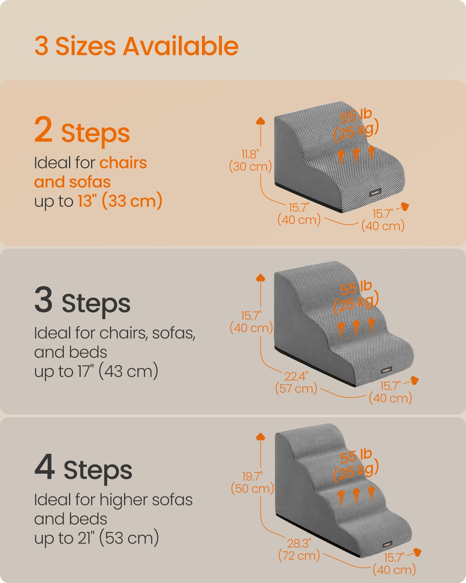 Dog Stairs - 40L - Faux Suede Fabric - Waterproof - Anti-Slip Design