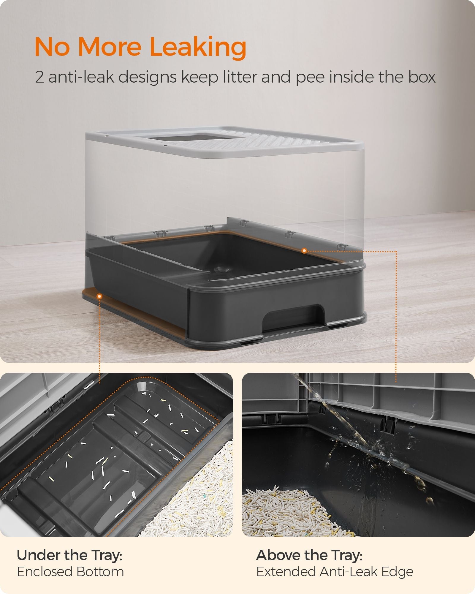 Hidden Cat Litter Box – Wood – Beige – Spacious Design with Slide-Out Tray and Hood