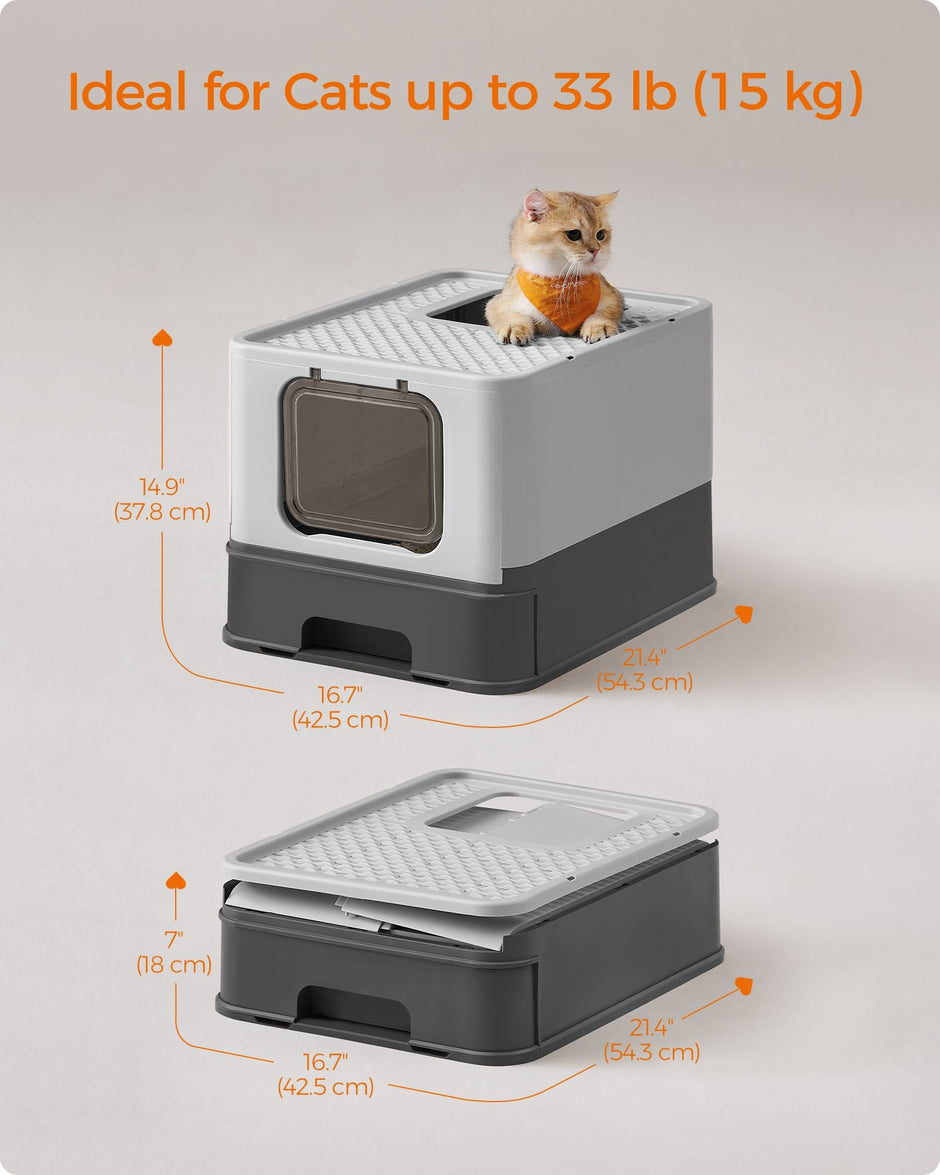 Hidden Cat Litter Box – Wood – Beige – Spacious Design with Slide-Out Tray and Hood