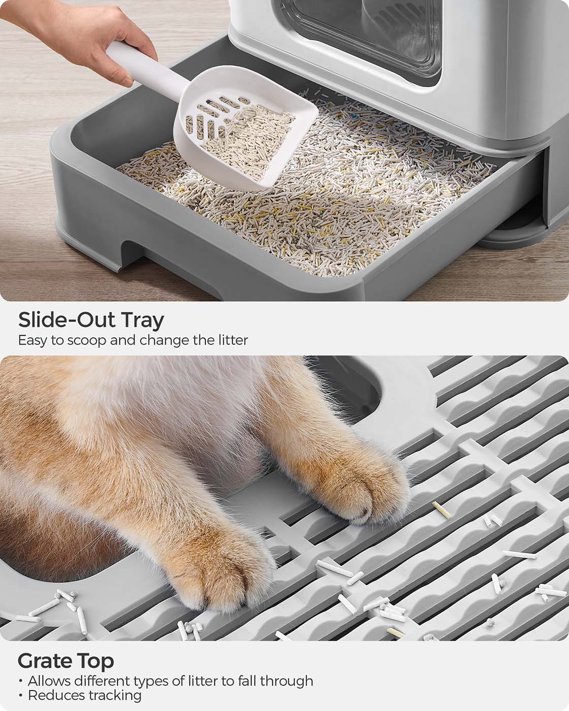 Cat Litter Box – Wood – Dark Brown – Hidden Design with Slide-Out Tray and Accessories