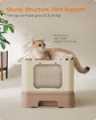 Hidden Cat Litter Box – Plastic – Neutral Color – Spacious Design with Slide-Out Tray and Lid