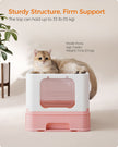 Hidden Cat Litter Box – Wood – Jelly Pink and White – Spacious with Slide-Out Tray and Hood