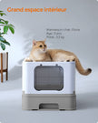 Hidden Cat Litter Box – MDF – Pale Blue and Grey – Spacious with Slide-Out Tray and Hood