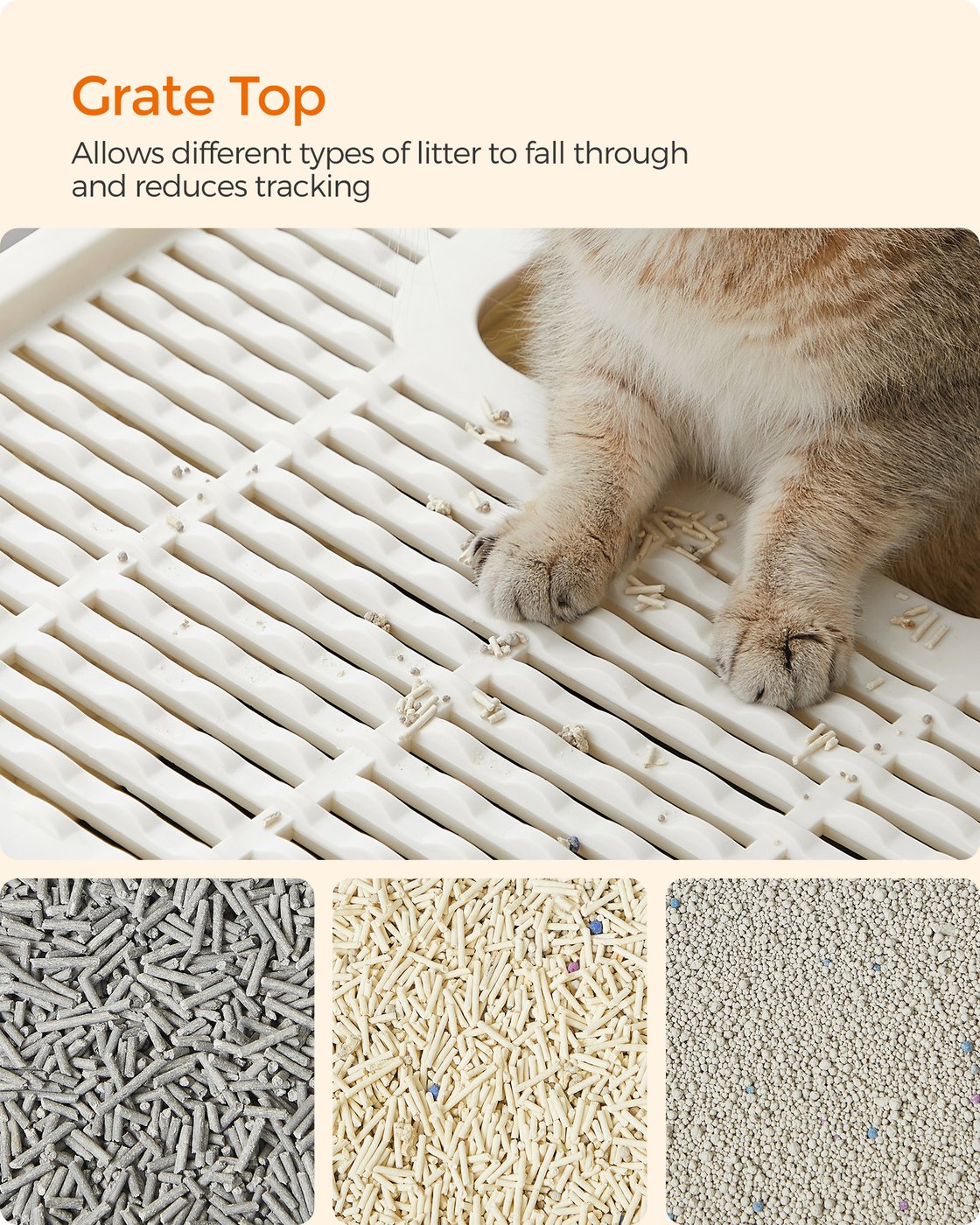 Large Cat Litter Tray – Plastic – Hidden Design – Slide-Out Tray with Scoop and Brush, Anti-Tracking and Anti-Leaking
