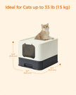 Large Cat Litter Tray – Plastic – Hidden Design – Slide-Out Tray with Scoop and Brush, Anti-Tracking and Anti-Leaking