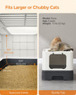 Large Cat Litter Tray – Plastic – Hidden Design – Slide-Out Tray with Scoop and Brush, Anti-Tracking and Anti-Leaking